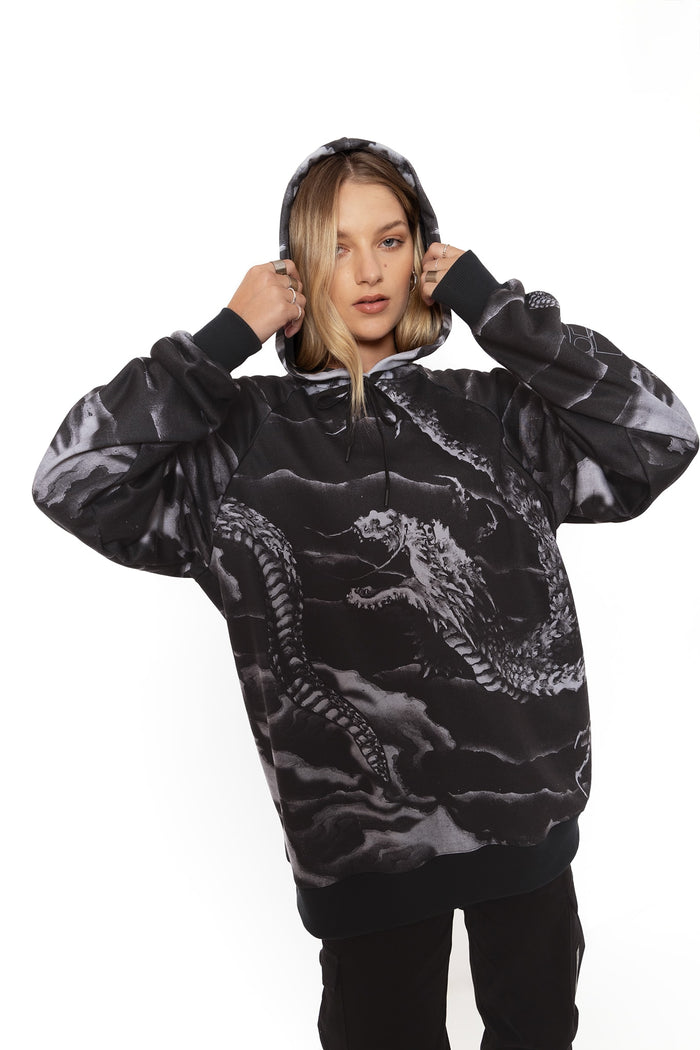 BlackMilk Clothing - ascending dragon descending dragon oversized hoodie