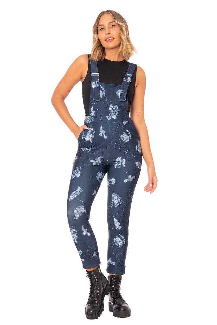 The Elder Scrolls clothing piece featuring long overalls with strap fastenings, front bib, cuffed ankles and cosmic symbol print
