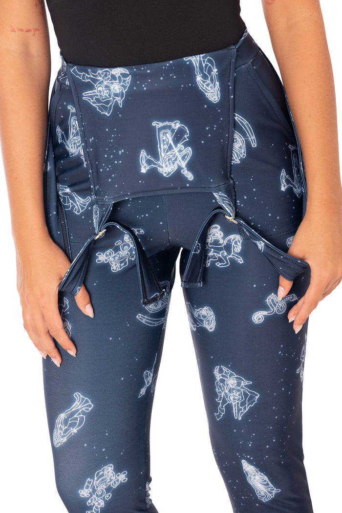 Elder Scrolls clothing long overalls inspired by Aurbis with adjustable straps, functional pockets and cosmic rune detailing