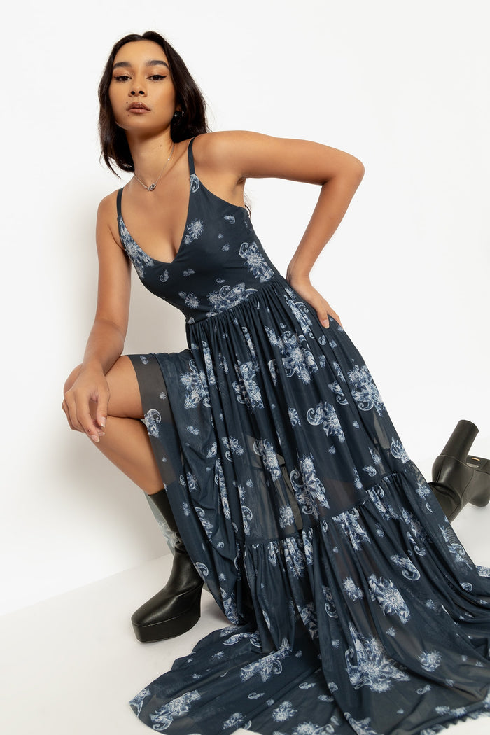 BlackMilk Clothing x Dungeons & Dragons - Baldur's Bouquet Sheer Midaxi Dress - Dungeons & Dragons Merchandise - Collaboration apparel - Licenced.