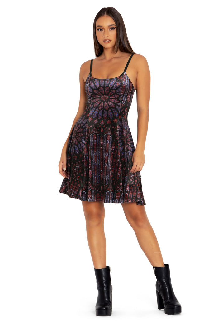 BlackMilk Clothing - Basilica Of Saint-Denis Velvet Scoop Neck Strappy Longline Dress