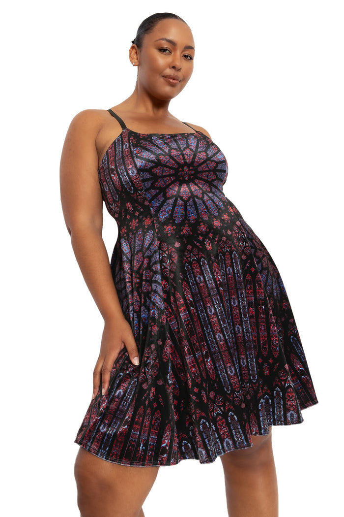 BlackMilk Clothing - Basilica Of Saint-Denis Velvet Scoop Neck Strappy Longline Dress