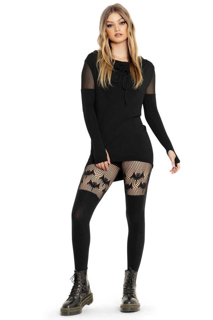 BlackMilk Clothing - Bats Black Suspender Hosiery