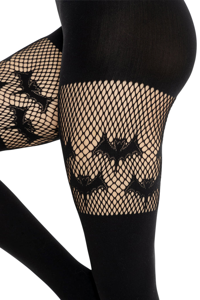 BlackMilk Clothing - Bats Black Suspender Hosiery