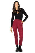 Berry Push It Ponte High Waisted Cuffed Pants