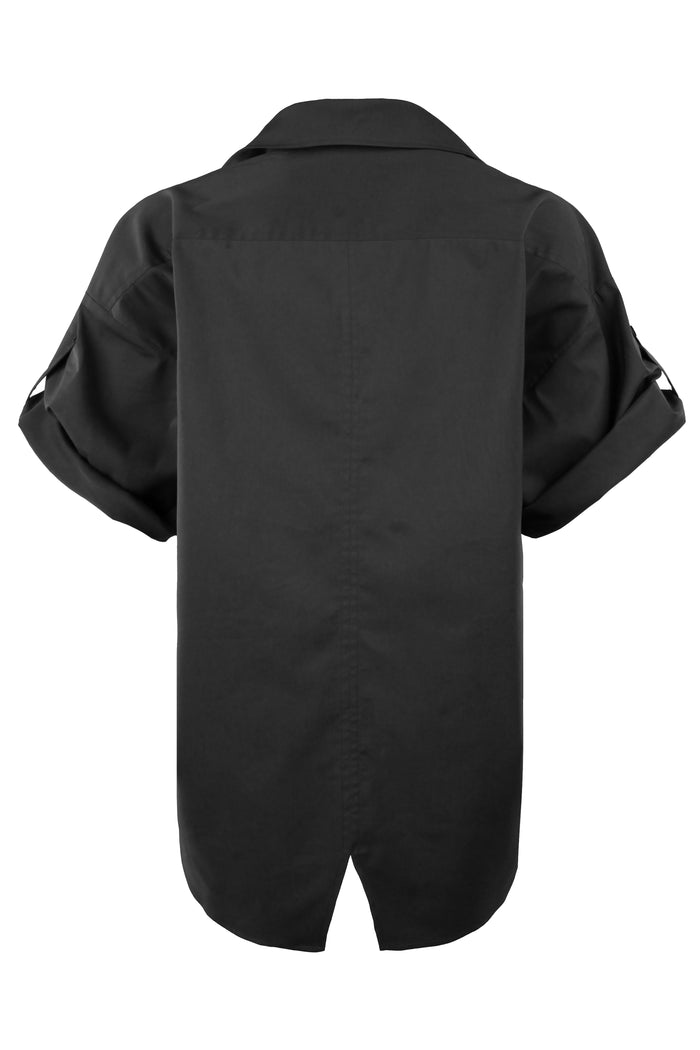 Purple baseball shirt with black sleeves on a white background