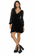 Black Burned Velvet Sheer Romance Longline Dress