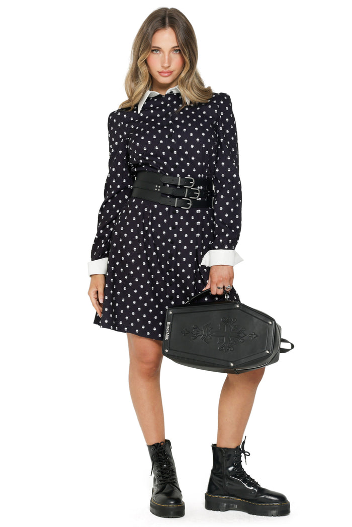 Black Embossed Coffin Backpack