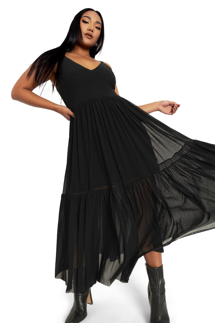 BlackMilk Clothing - Black Sheer Midaxi Dress