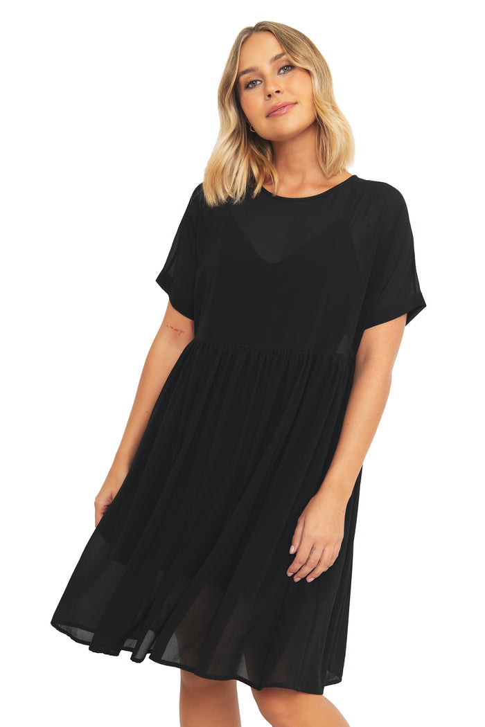 Black Sheer Smock Dress - Sample