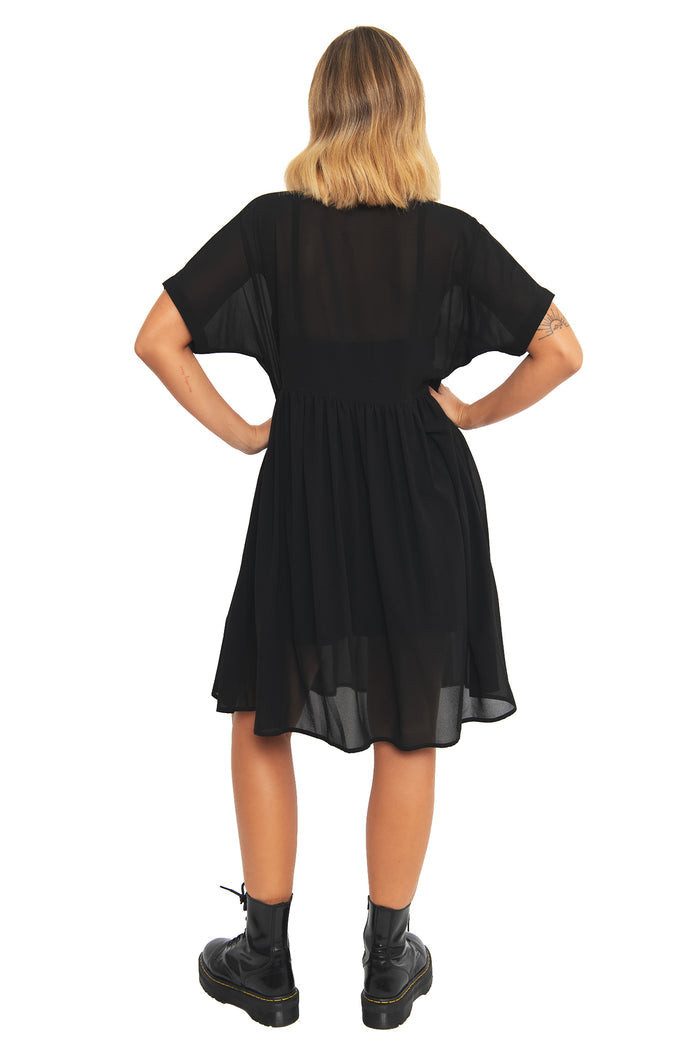 Black Sheer Smock Dress - Sample