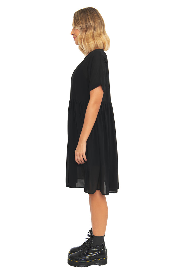 Black Sheer Smock Dress - Sample