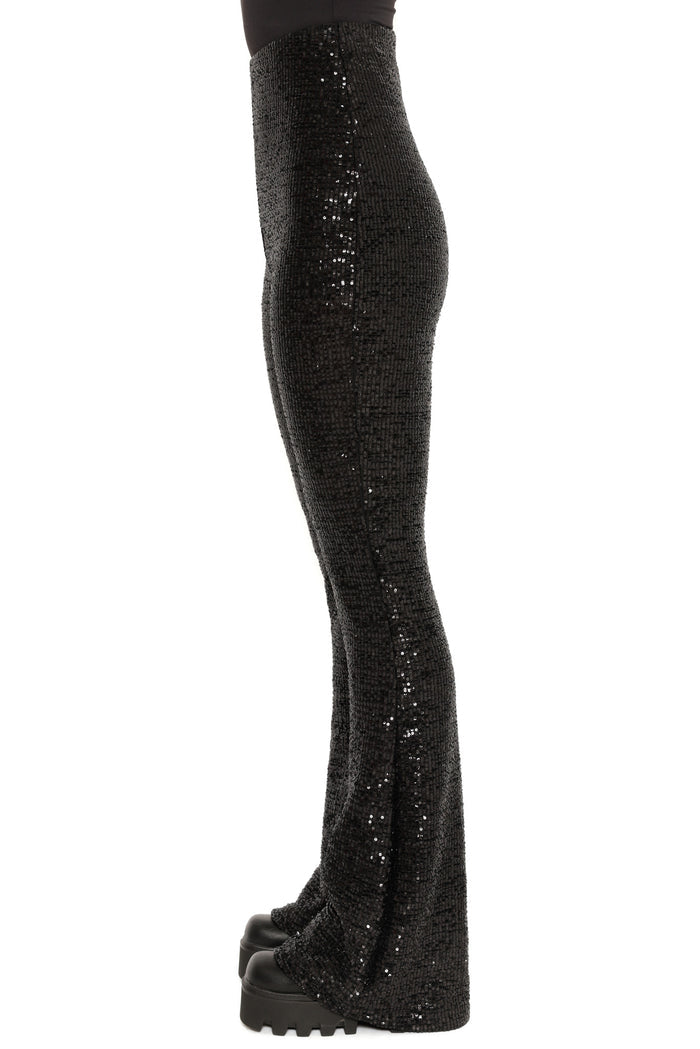 glitter flare pants black festive fashion outfit
