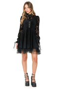 Black Swan Long Puff Sleeve Dress