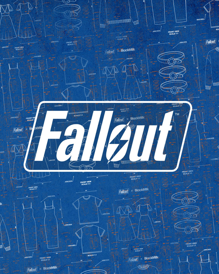 Fallout x BlackMilk limited edition enamel pin badge featuring retro Vault Boy illustration.