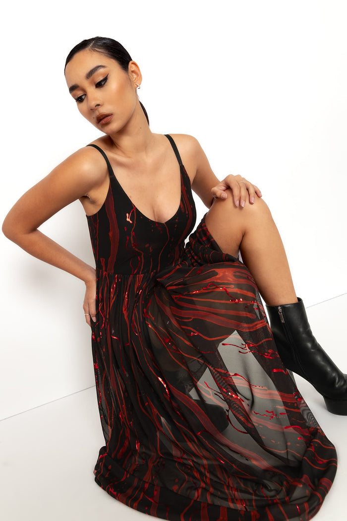 Blood All Over Me Sheer Midaxi Dress