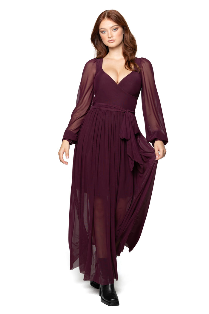 Bloodwine Sheer Romance Maxi Dress