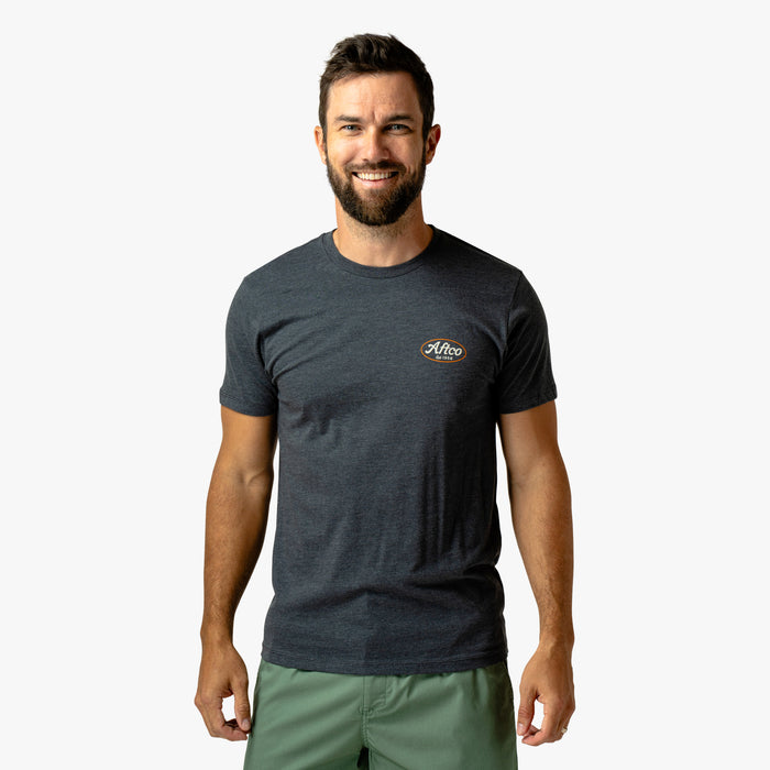 Charcoal Heather $Model is 6'0" 182lbs Size M$