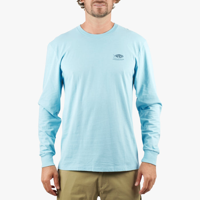 Milky Blue Heather $Model is 6'3" 185lbs Size L$