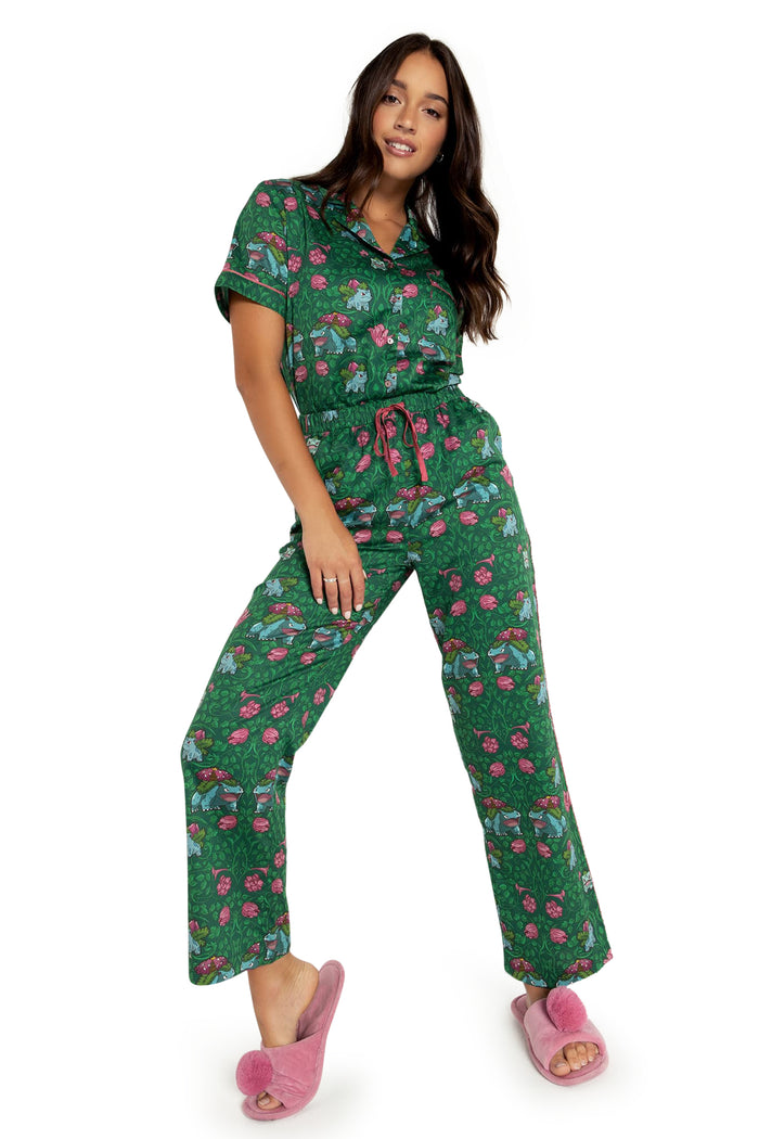 BlackMilk Clothing x Pokemon - Bulbasaur Evolution Soft Sleep Pants - Pokémon Merchandise - Collaboration apparel - Licenced.