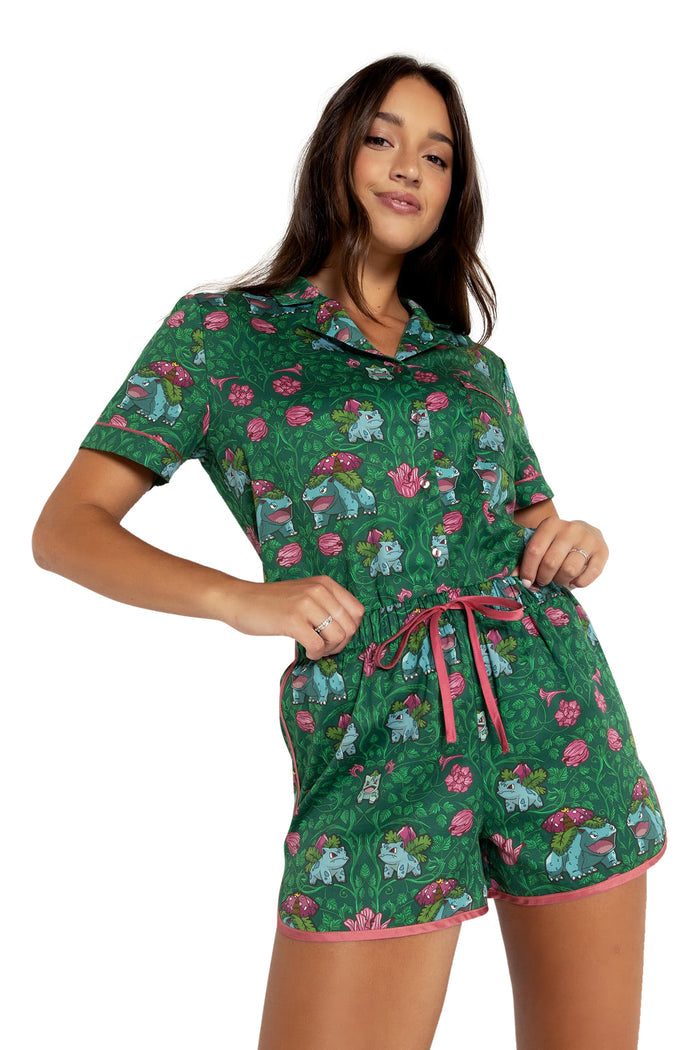 BlackMilk Clothing x Pokemon - Bulbasaur Evolution Soft Sleep Shorts - Pokémon Merchandise - Collaboration apparel - Licenced.