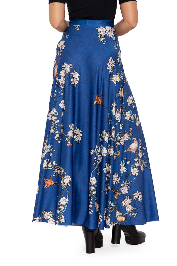 BlackMilk Clothing - bullfinch and weeping cherry blossoms maxi skirt