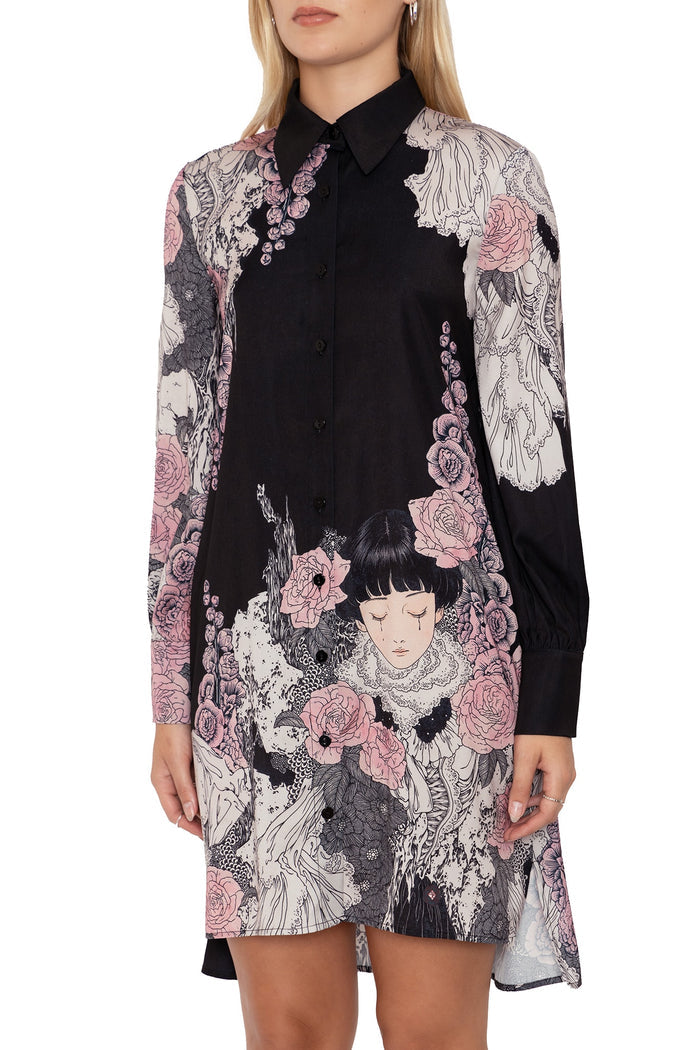 BlackMilk Clothing - Takato Yamamoto Burial Games Long Sleeve Shirt Dress