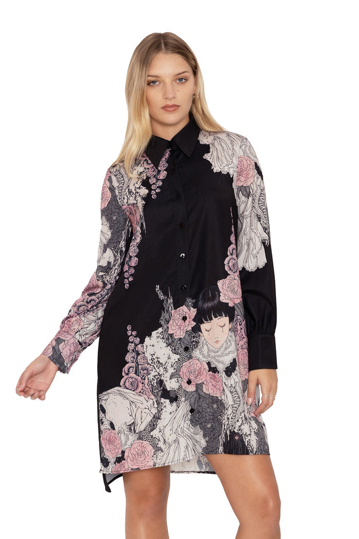 BlackMilk Clothing - Takato Yamamoto Burial Games Long Sleeve Shirt Dress