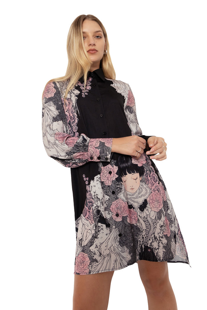 BlackMilk Clothing - Takato Yamamoto Burial Games Long Sleeve Shirt Dress