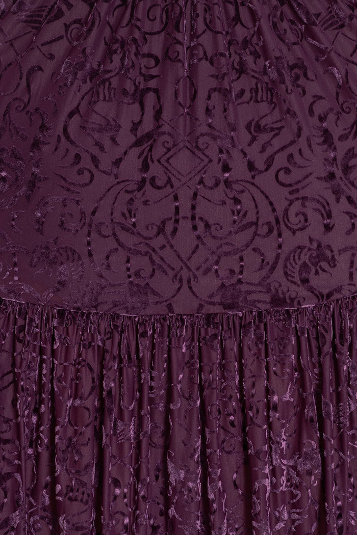 Burned Velvet Gothic Gates Plum Fae Queen Dress
