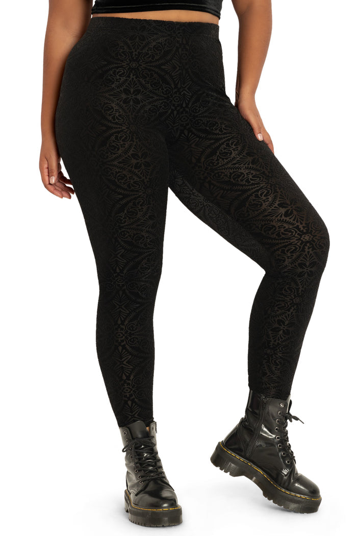BlackMilk Clothing - Burned Velvet High Waisted Leggings