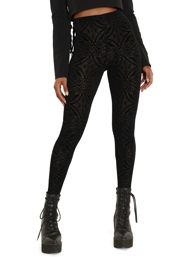 BlackMilk Clothing - Burned Velvet High Waisted Leggings