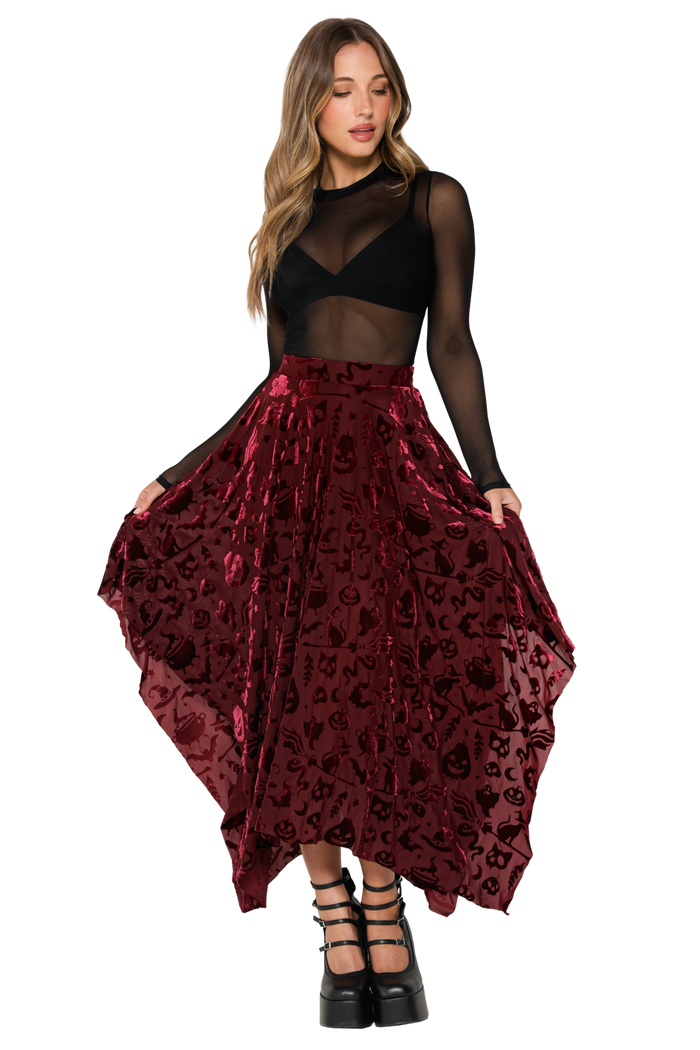 Burned Velvet Witch Handkerchief Skirt