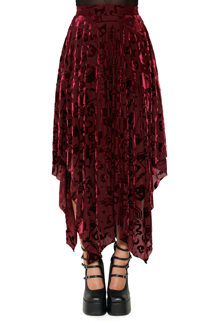 Burned Velvet Witch Handkerchief Skirt