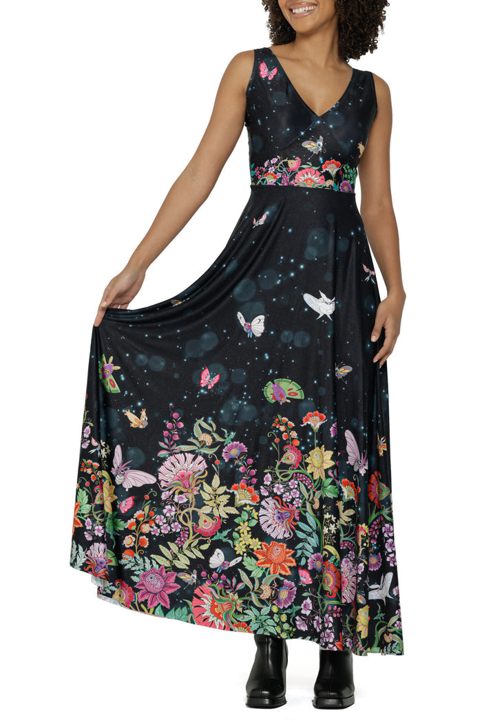 Butterfly Garden Bow Back Maxi Dress