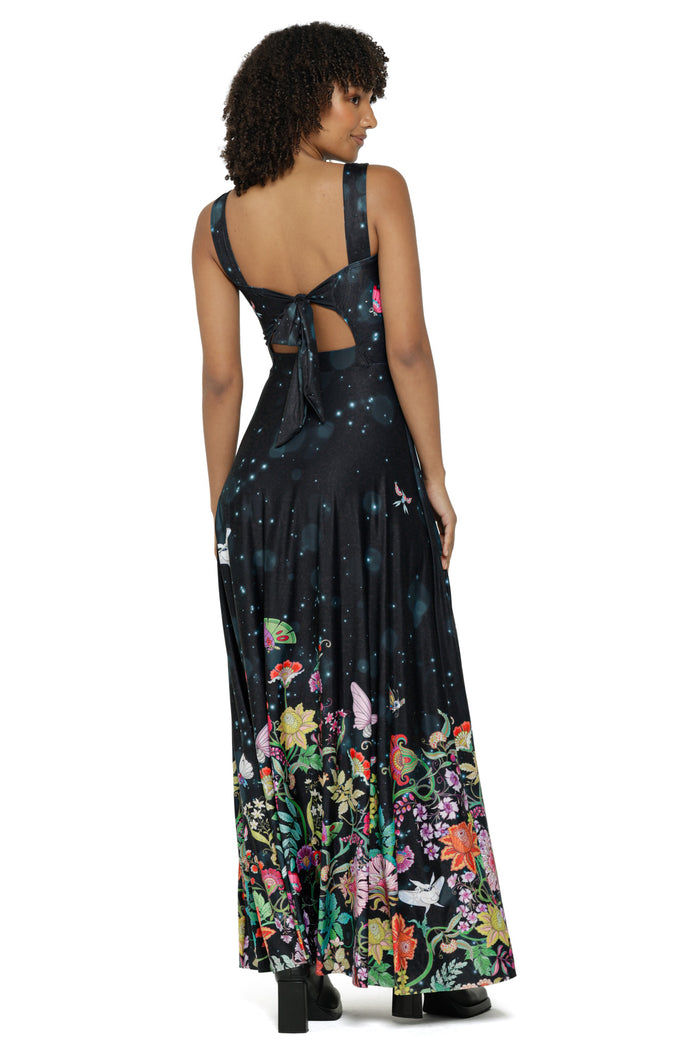 Butterfly Garden Bow Back Maxi Dress
