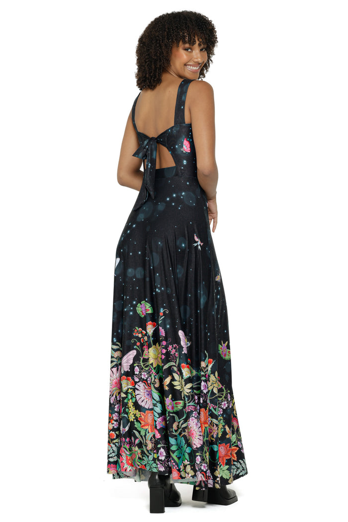 Butterfly Garden Bow Back Maxi Dress