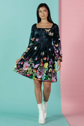 Butterfly Garden Velvet Squared Up Bishop Longline Dress