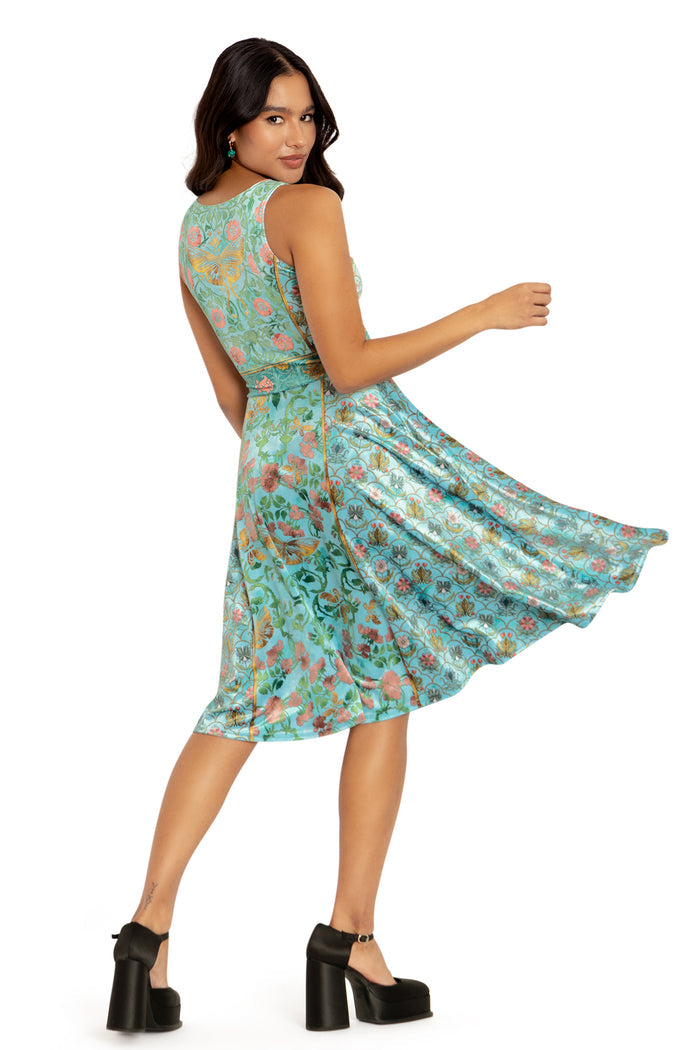 BlackMilk Clothing - Butterfly Wallpaper Velvet Princess Midi Dress