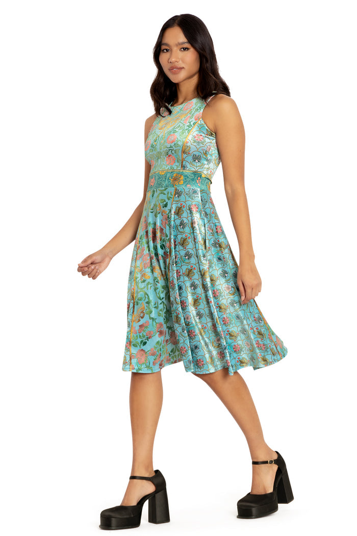 BlackMilk Clothing - Butterfly Wallpaper Velvet Princess Midi Dress