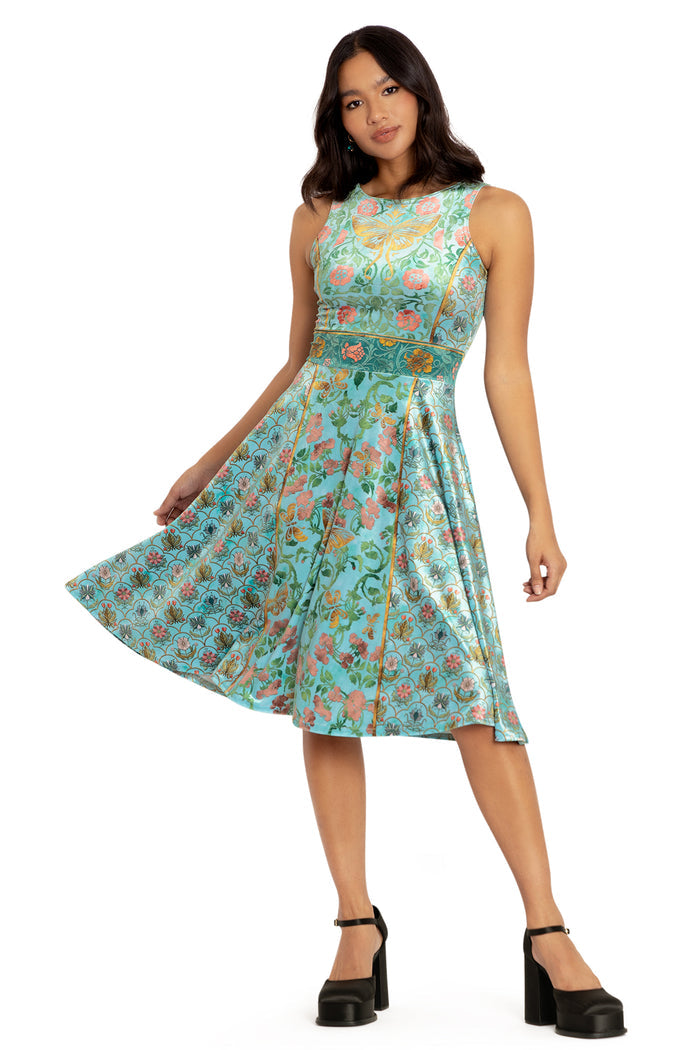 BlackMilk Clothing - Butterfly Wallpaper Velvet Princess Midi Dress