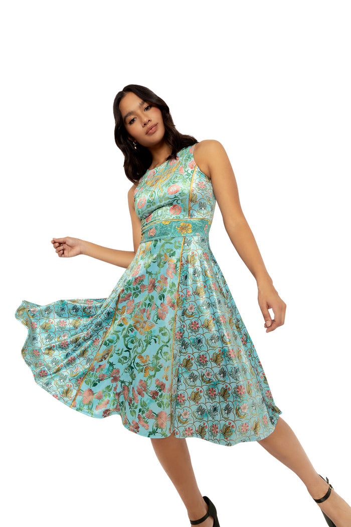 BlackMilk Clothing - Butterfly Wallpaper Velvet Princess Midi Dress