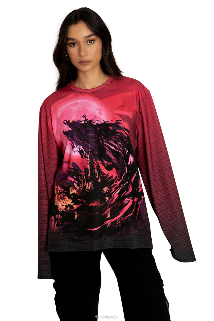 BlackMilk Clothing x Nintendo The Legend Of Zelda - Calamity Ganon Long Sleeve Oversized Boyfriend Tee - The Legend of Zelda Merchandise - Collaboration apparel - Licenced.