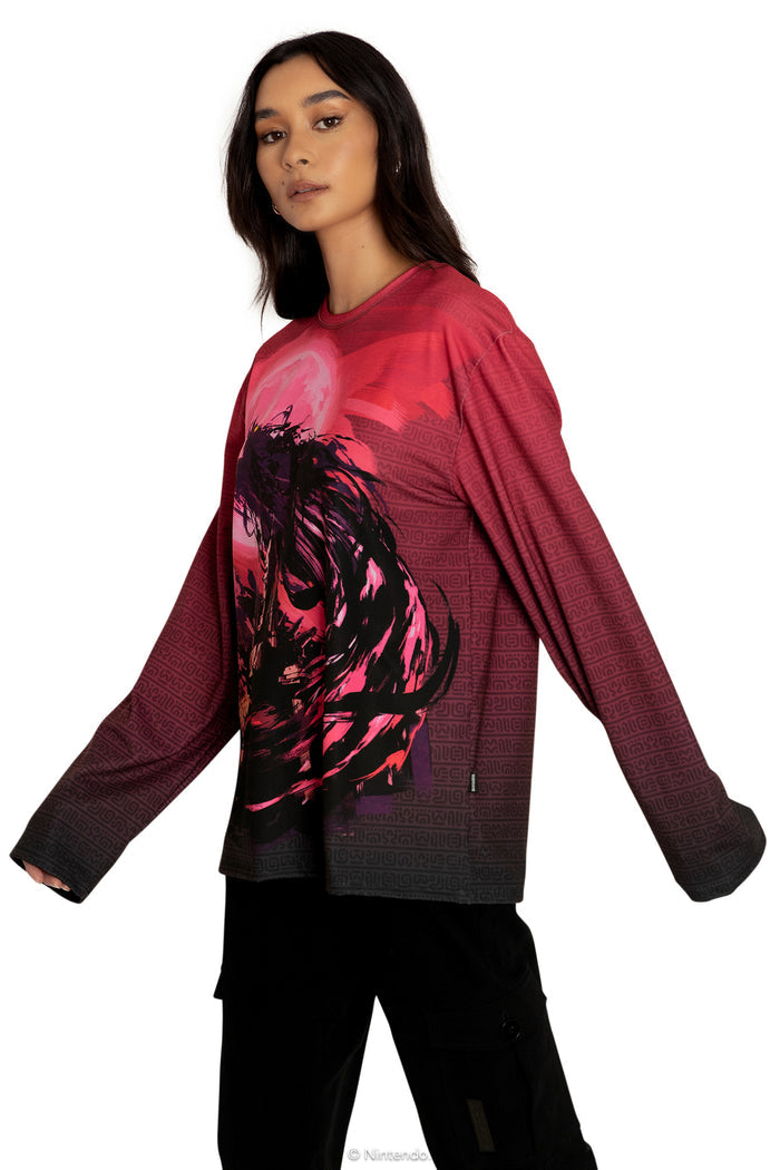 BlackMilk Clothing x Nintendo The Legend Of Zelda - Calamity Ganon Long Sleeve Oversized Boyfriend Tee - The Legend of Zelda Merchandise - Collaboration apparel - Licenced.