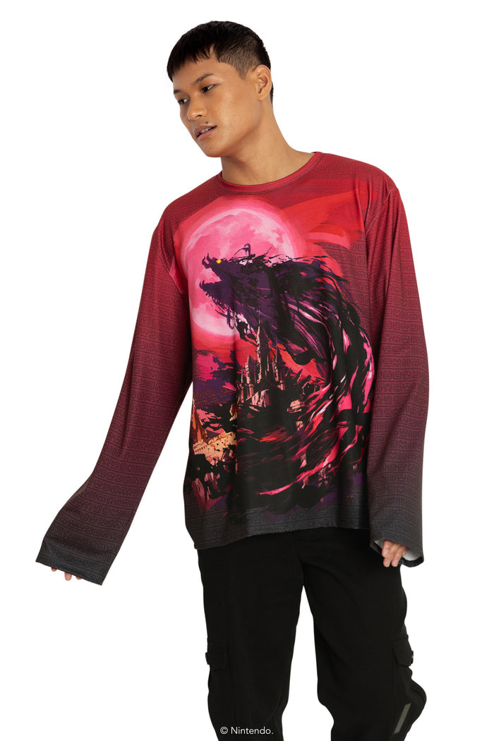 BlackMilk Clothing x Nintendo The Legend Of Zelda - Calamity Ganon Long Sleeve Oversized Boyfriend Tee - The Legend of Zelda Merchandise - Collaboration apparel - Licenced.