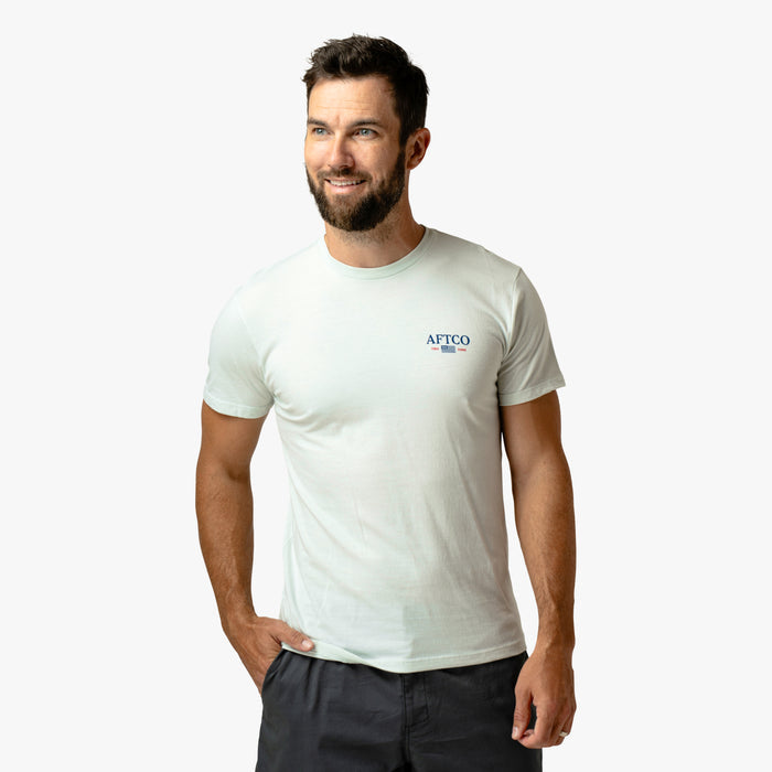 Seafoam Heather $Model is 6'0" 182lbs Size M$