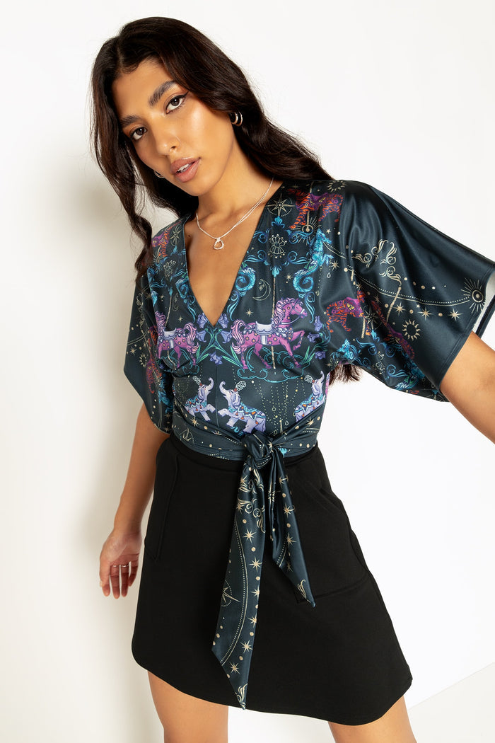 Carousel Shiny Kimono Tie Top