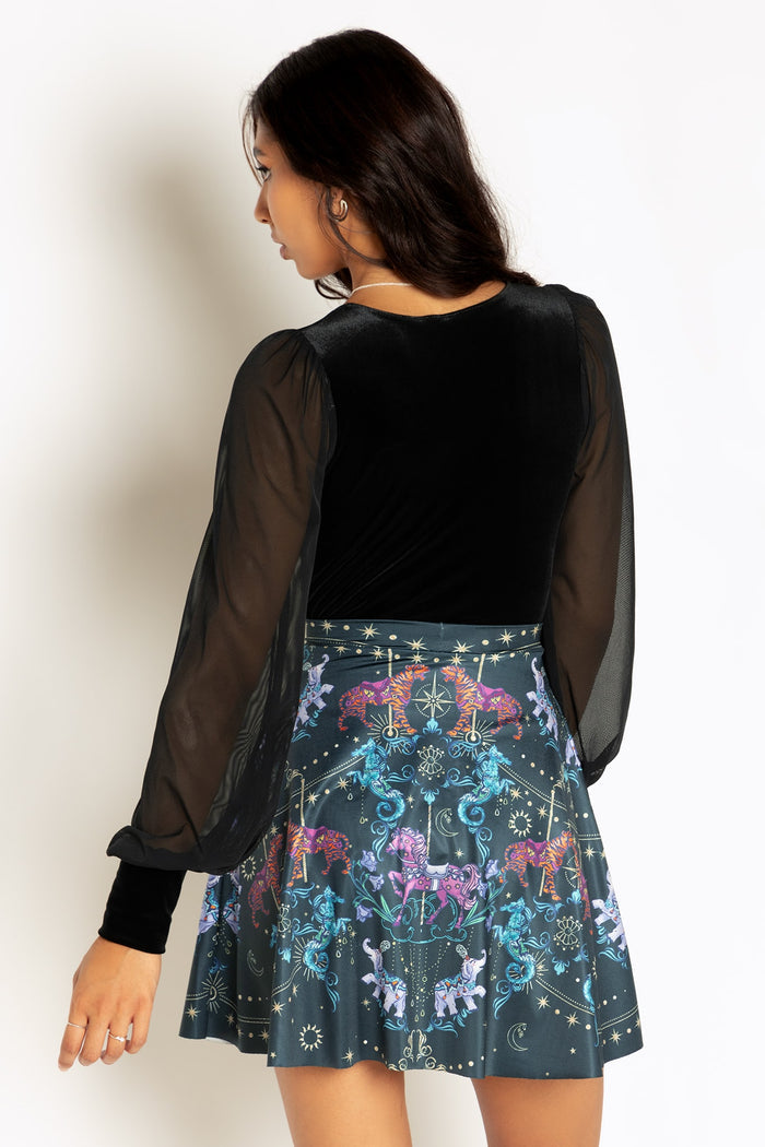 Carousel Shiny Pocket A-Line Skirt