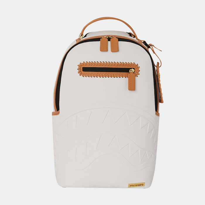 Catamaran Embossed Mens Backpack (White/Beige)