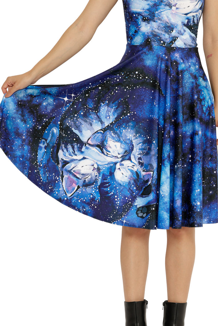 Lora Zombie Celestial Cuddling Scoop Midi Dress with a scoop neckline, fitted bodice, and softly flared midi-length skirt.